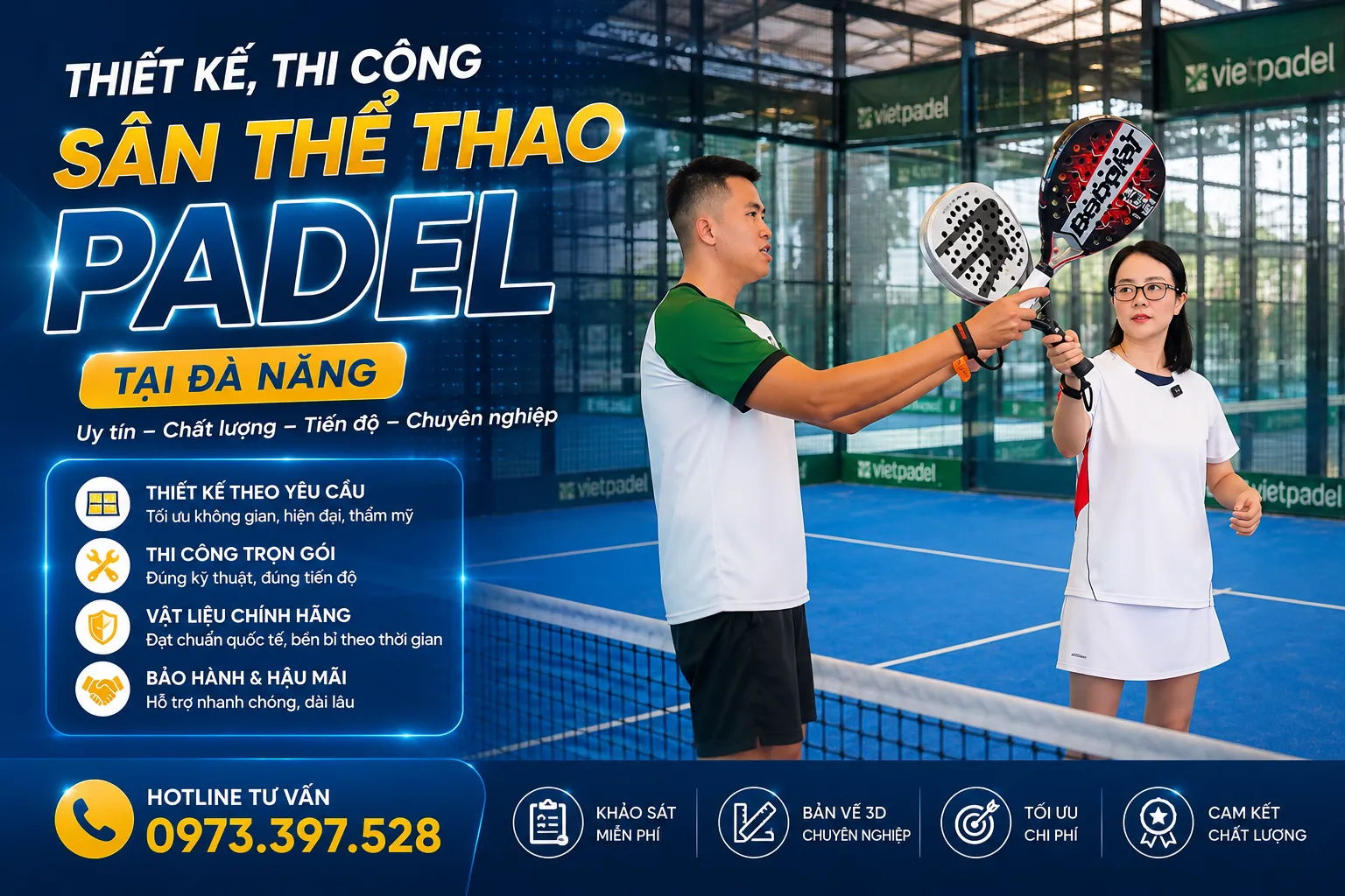 Thiết kế, thi công sân thể thao Padel tại Đà Nẵng